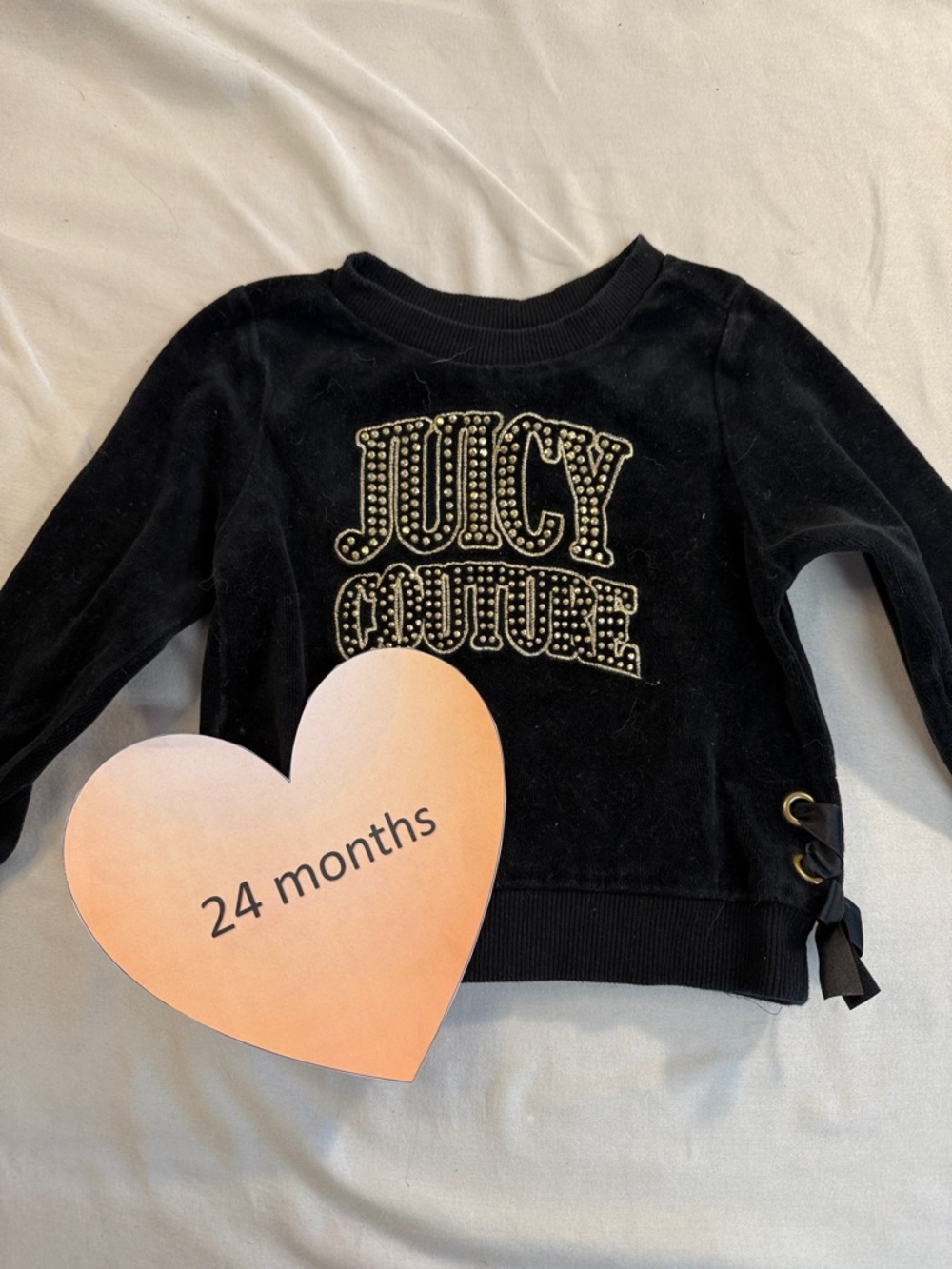 Juicy Couture - Black Velour Top with gold coloured rhinestone design